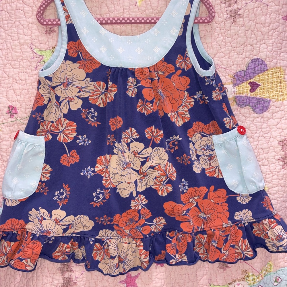 Matilda Jane Floral Sleeveless Ruffle-hem Top with Pockets and swing back